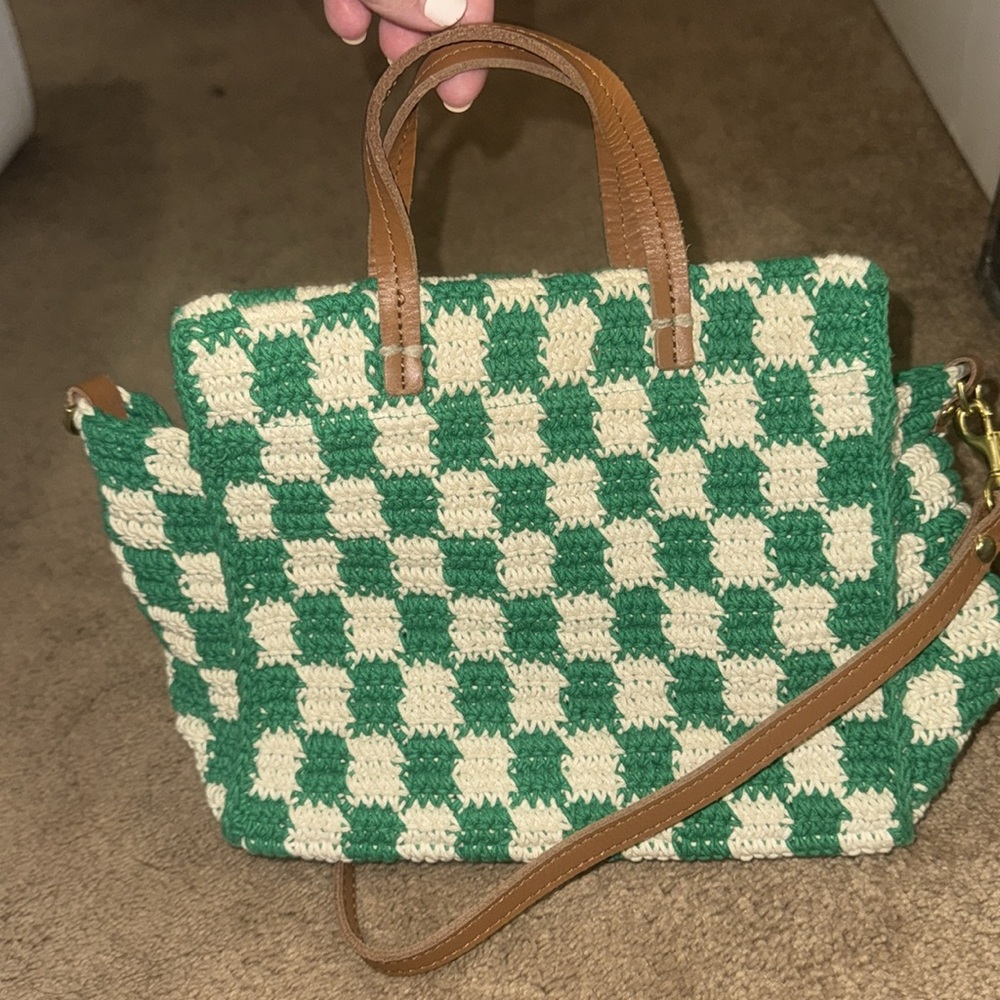 Clare V Purse Green Checkered